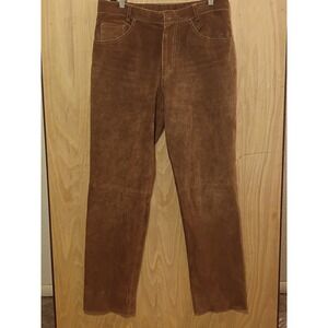 M. Julian Wilsons Brown Suede Leather Pants Mens 34 Straight Leg Western